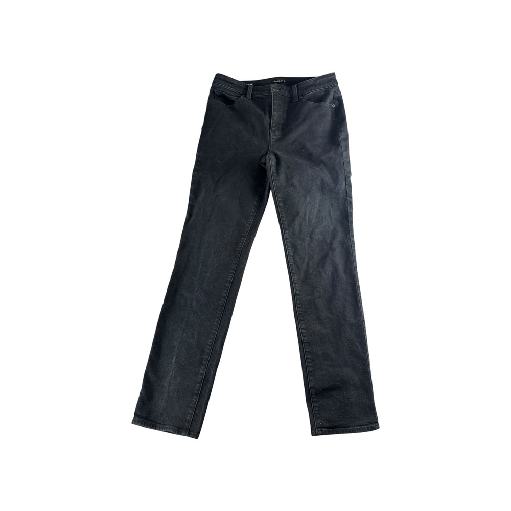 Talbots Womens Size 4 Straight Leg Jeans Black Denim Mid Rise Pants